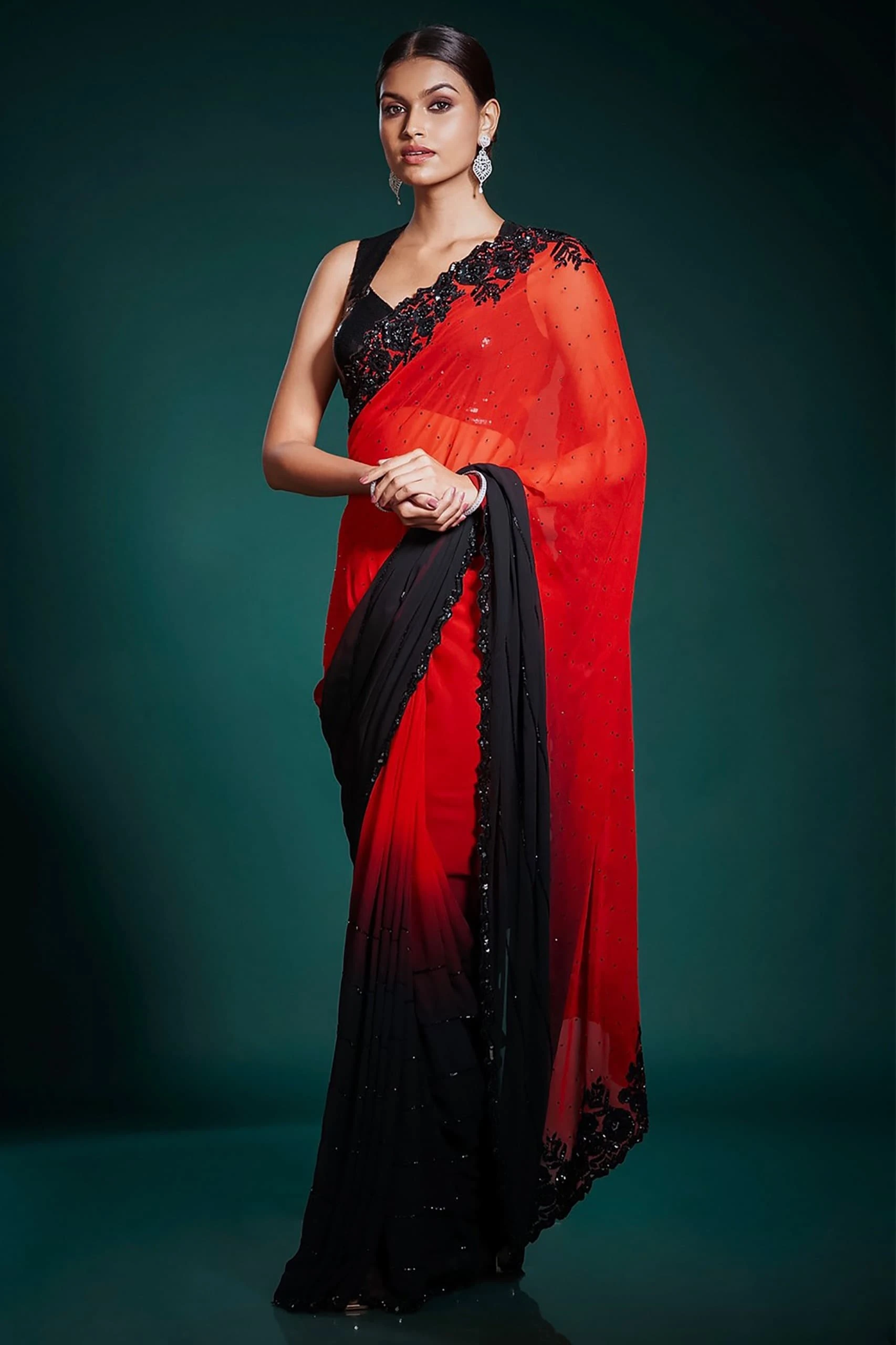 RED & BLACK SAREE